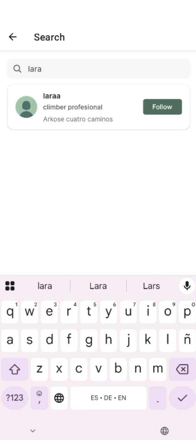Climbr app screen